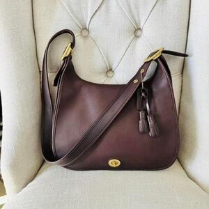 COACH Vintage Legacy Crescent Flap Shoulder Bag Brown Leather 9718 Crossbody
